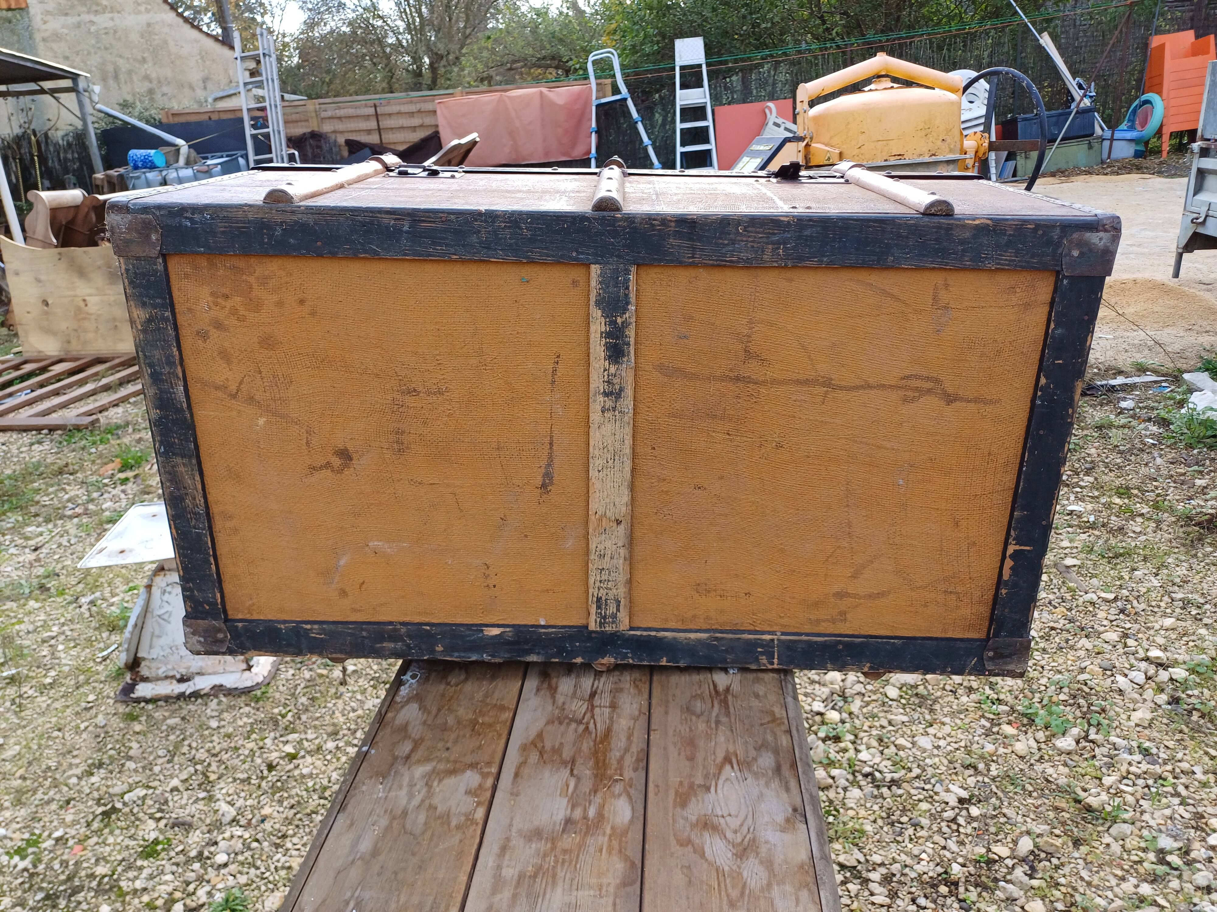 Old wooden travel trunk