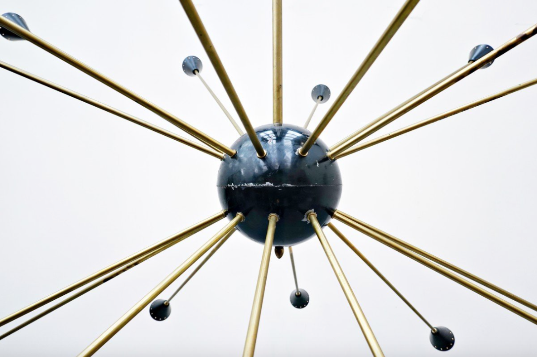 1960 Sputnik brass and metal ceiling light