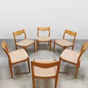 Chaises de salle à manger danoises vintage en corde de papier en chêne 'Wabi-Sabi'