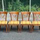 4 Matignon chairs by René Trotel in solid cherry wood and yellow fabric from the 1960s.