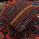 Bold Striped Wool Kilim Cushion Cover Handmade Scatter Pillow 35x35cm
