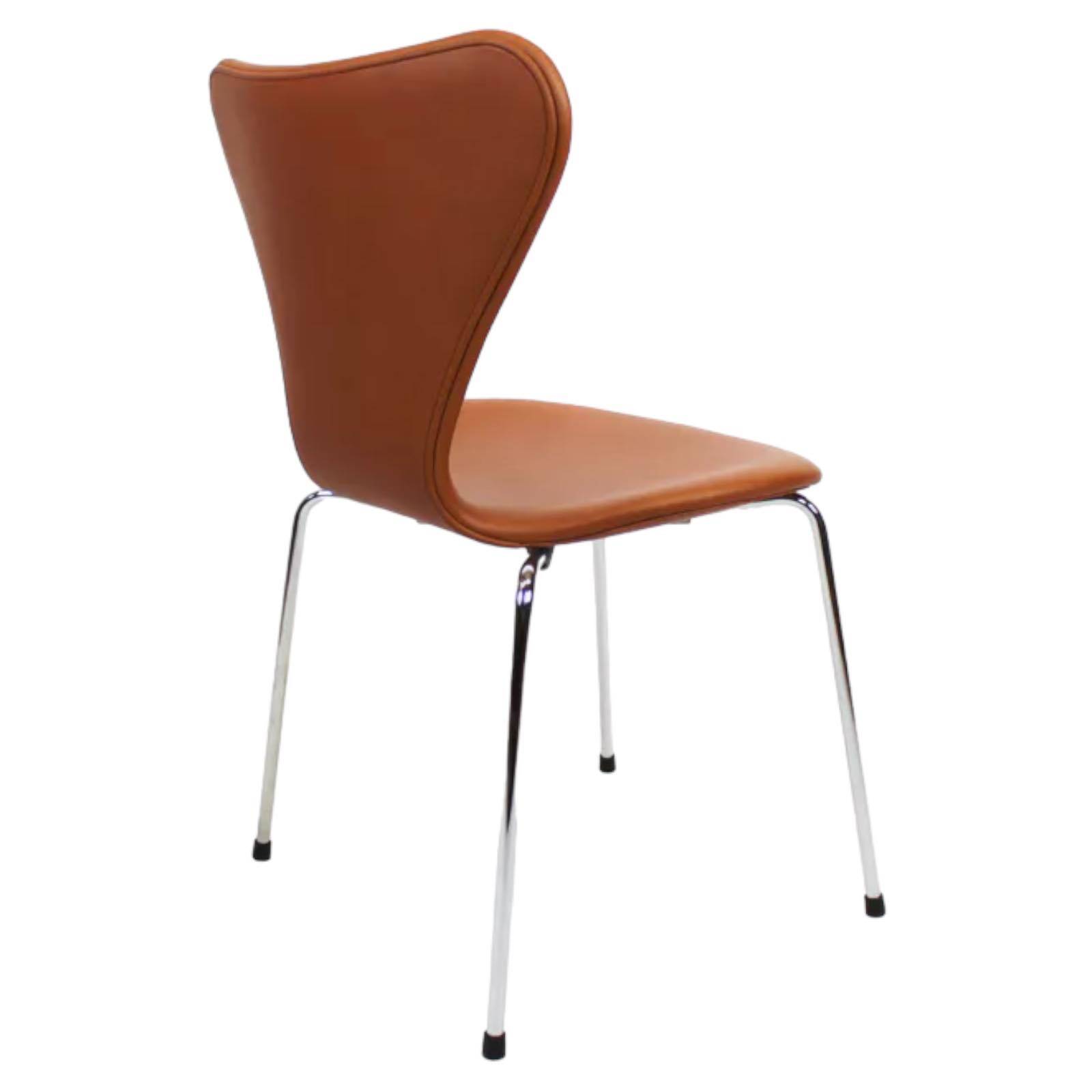 A set of 4 Seven Chairs - Model 3107 - Cognac Classic Leather - Arne Jacobsen - Fritz Hansen
