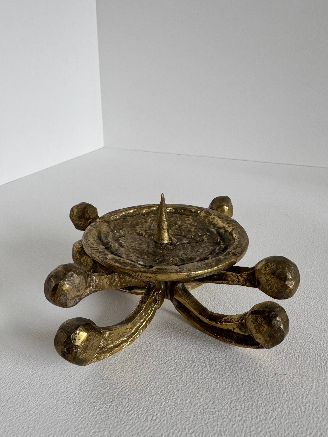 Vintage Brutalist Bronze Candle Holder