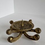 Vintage Brutalist Bronze Candle Holder