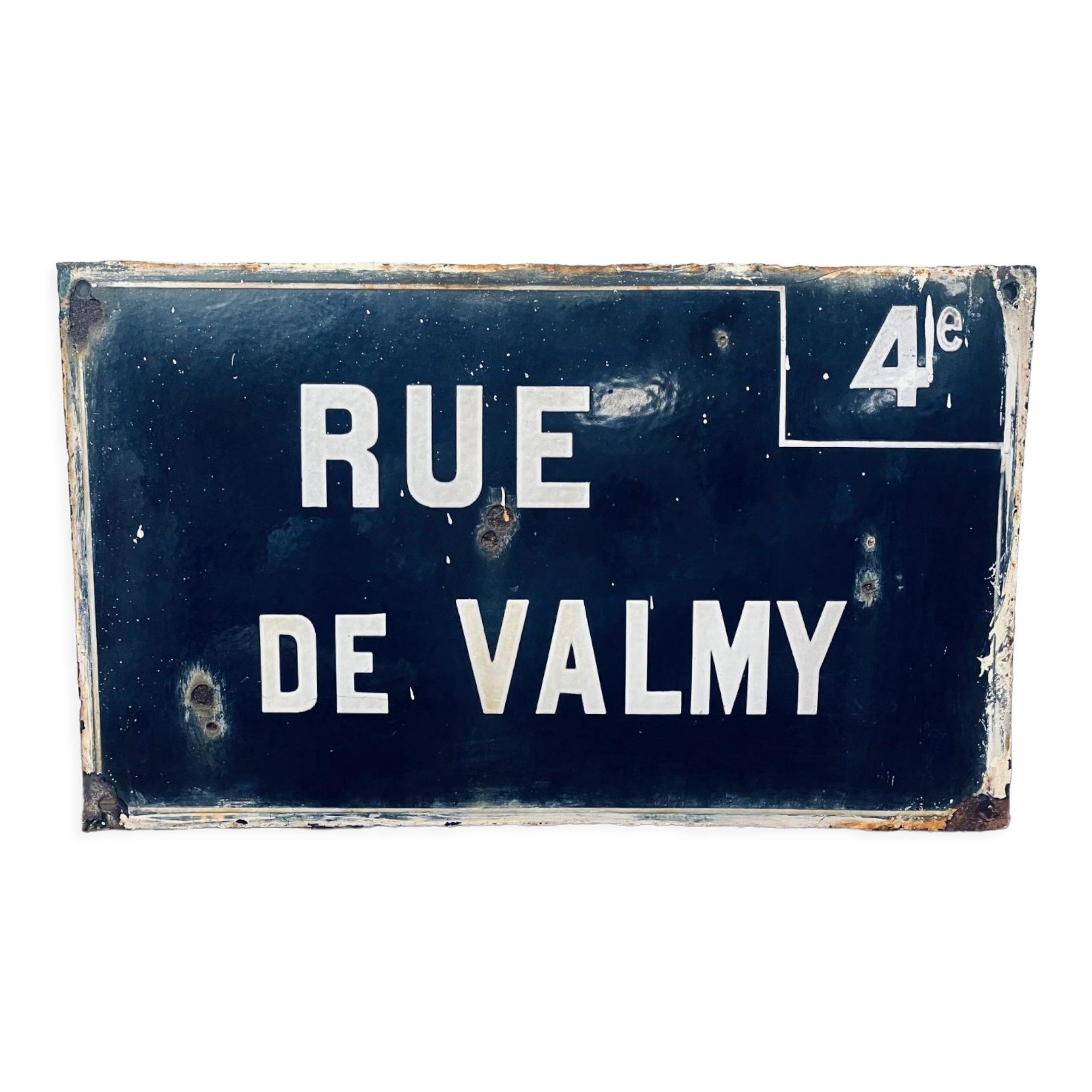 Enamelled street sign "Rue de Valmy"