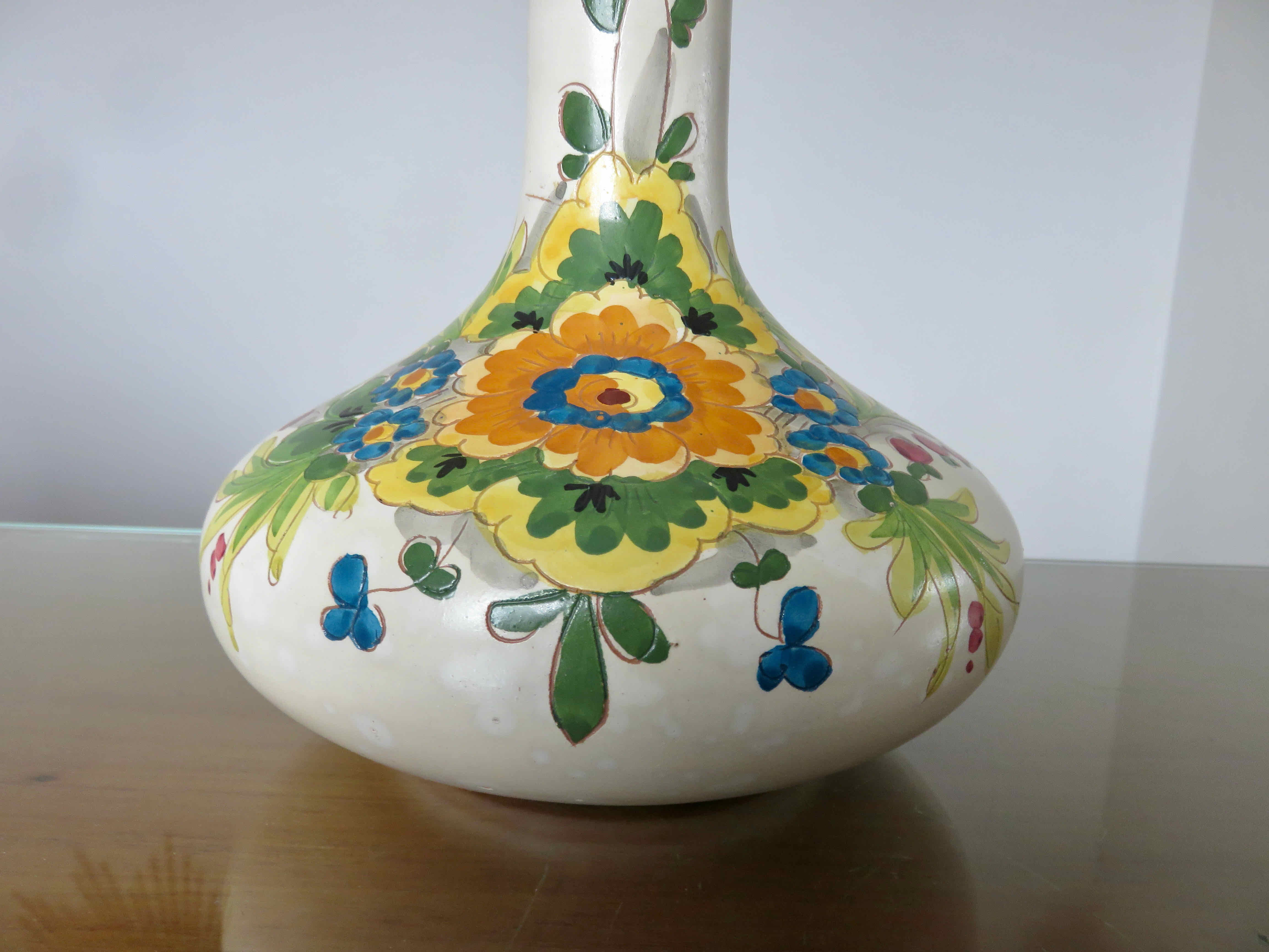 Italy vase in ceramic floral motif 60s
