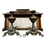 Pair of Louis XIV period andirons in gilded bronze circa 1700