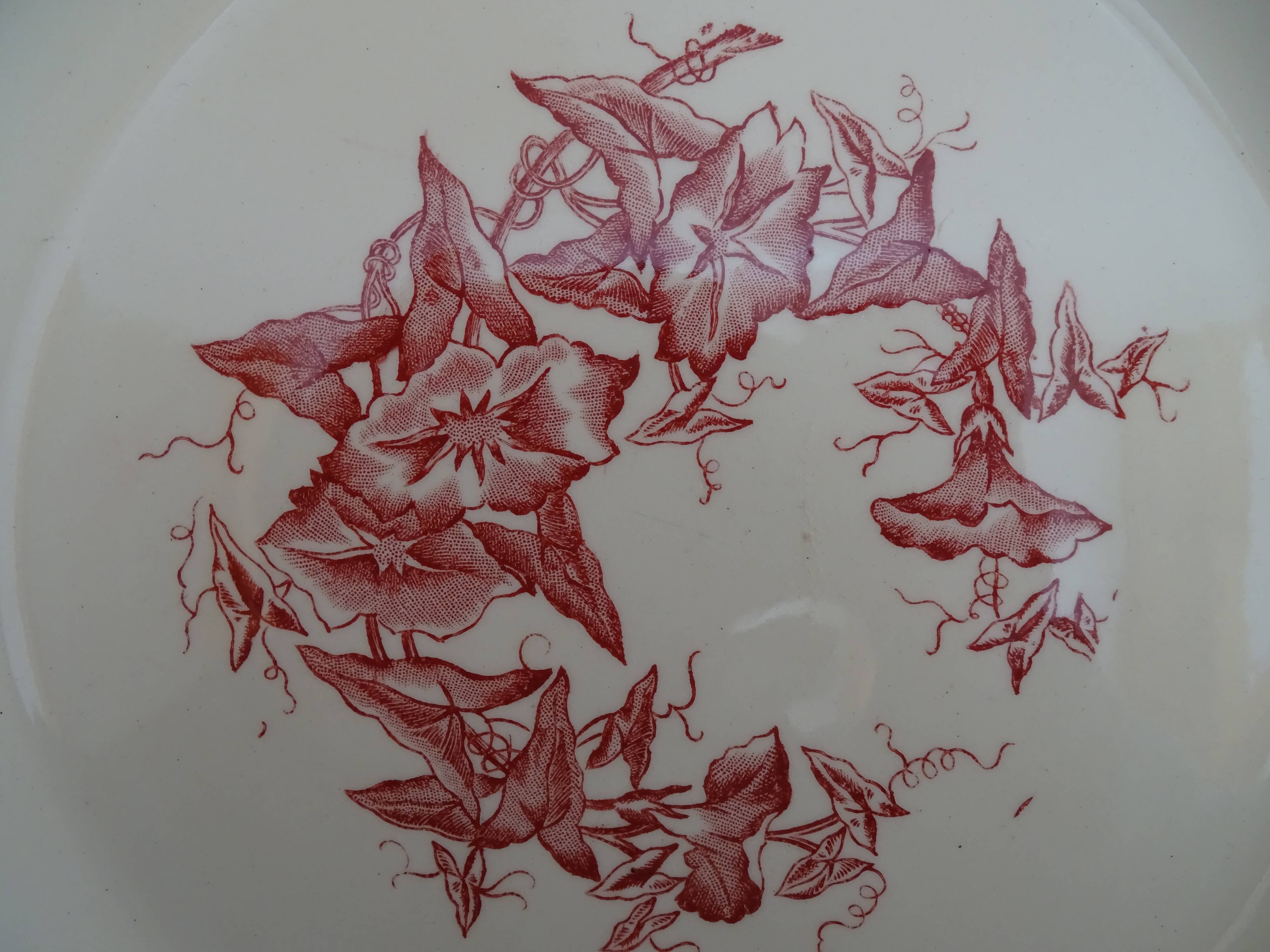 4 old faience plates Lonchamps a fleurs - Lierons - Terre de fer