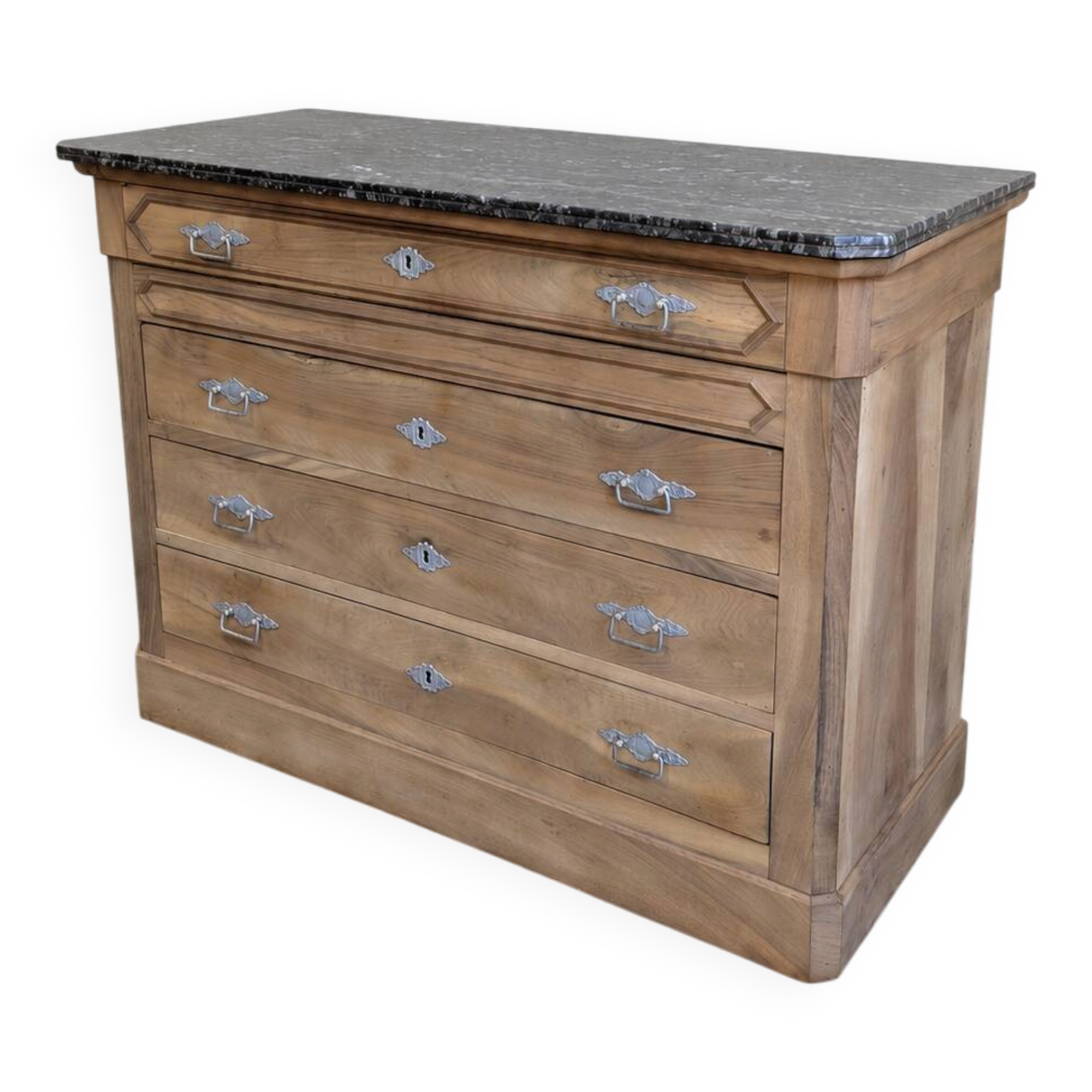 Antique wooden commode with black marble – 125 cm