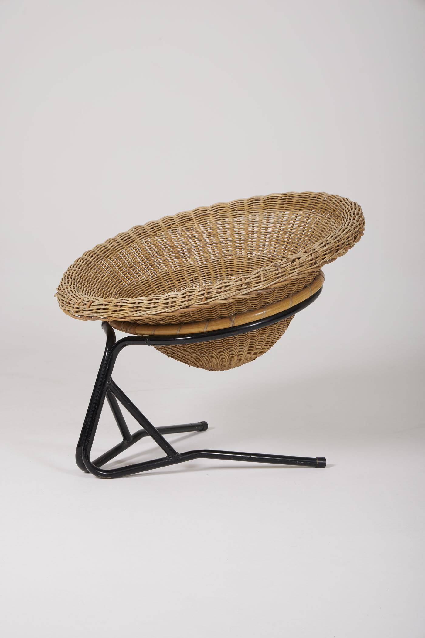 Arnold Bueno rattan and metal armchair by Mesquita
