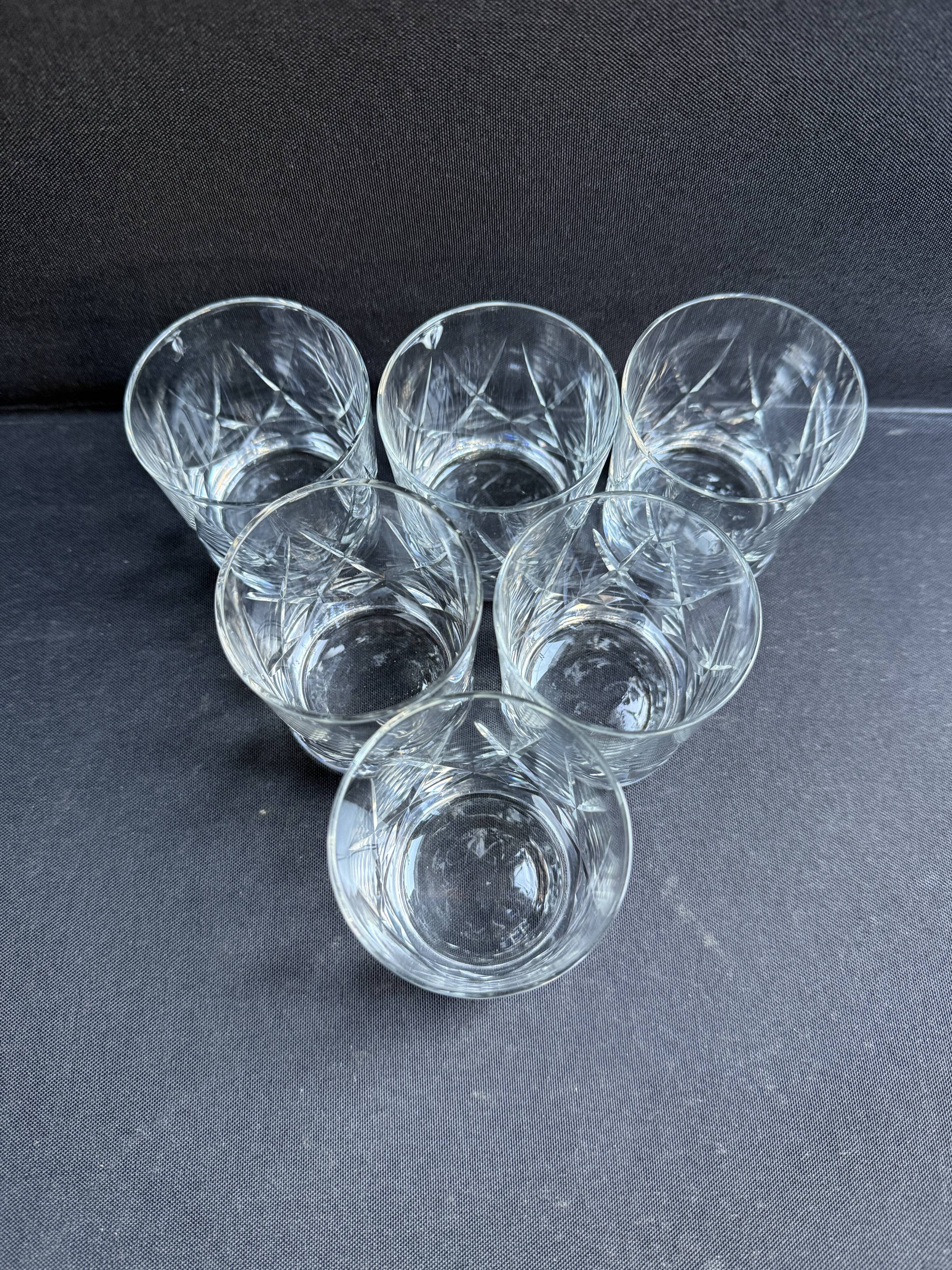 6 Verres à porto cristal taillé