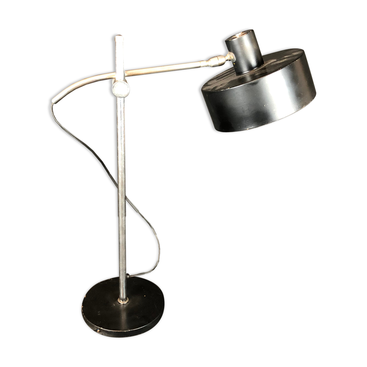 Vintage Italian metal and nickeled brass table lamp from 50s