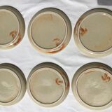 6 Plates dessert Beige sandstone red edge diameter 18cm