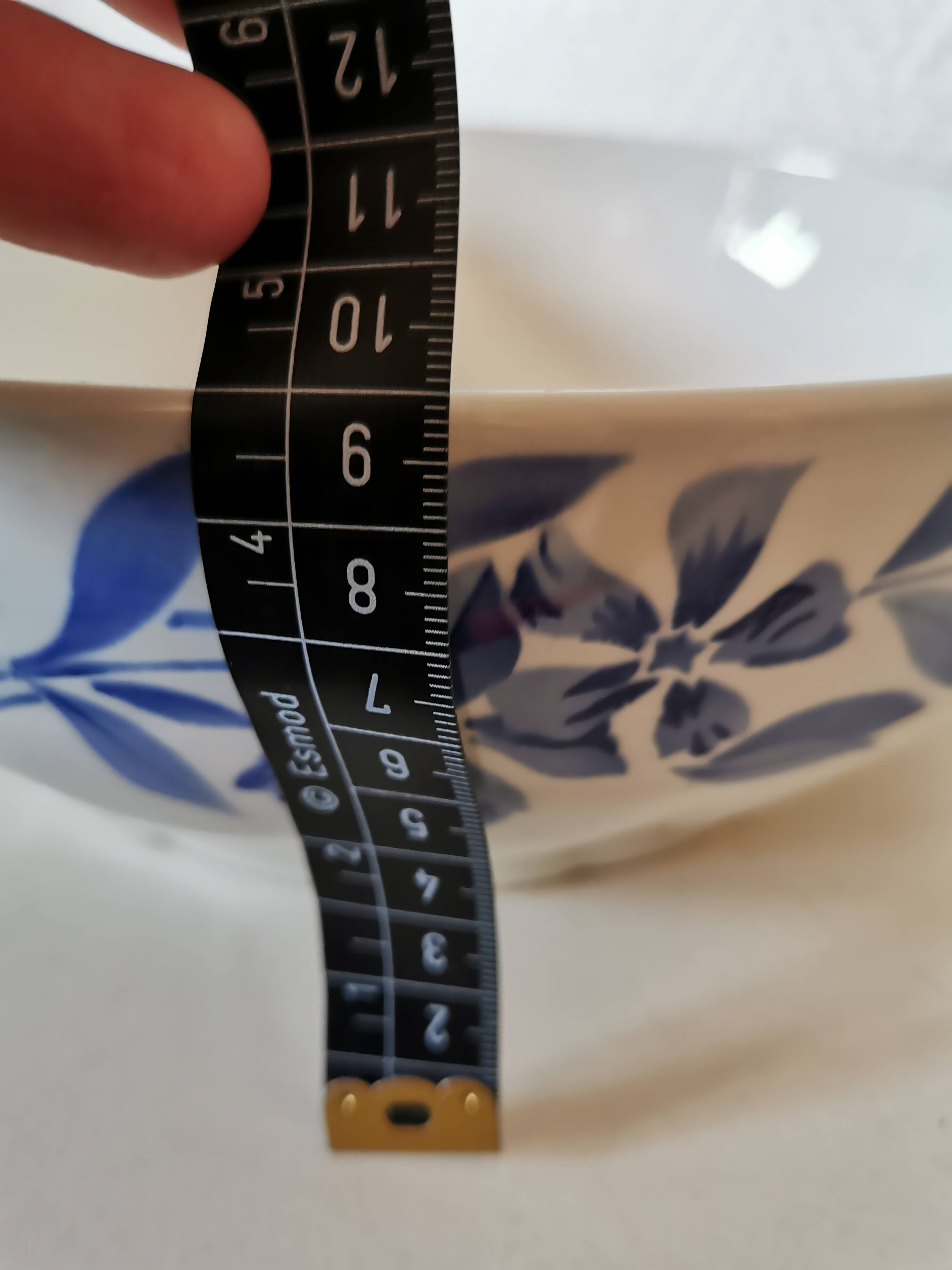 Salad bowl, porcelain bowl Creil et Montereau blue flower