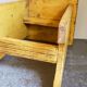 Art-populaire workshop stool in patinated painted wood