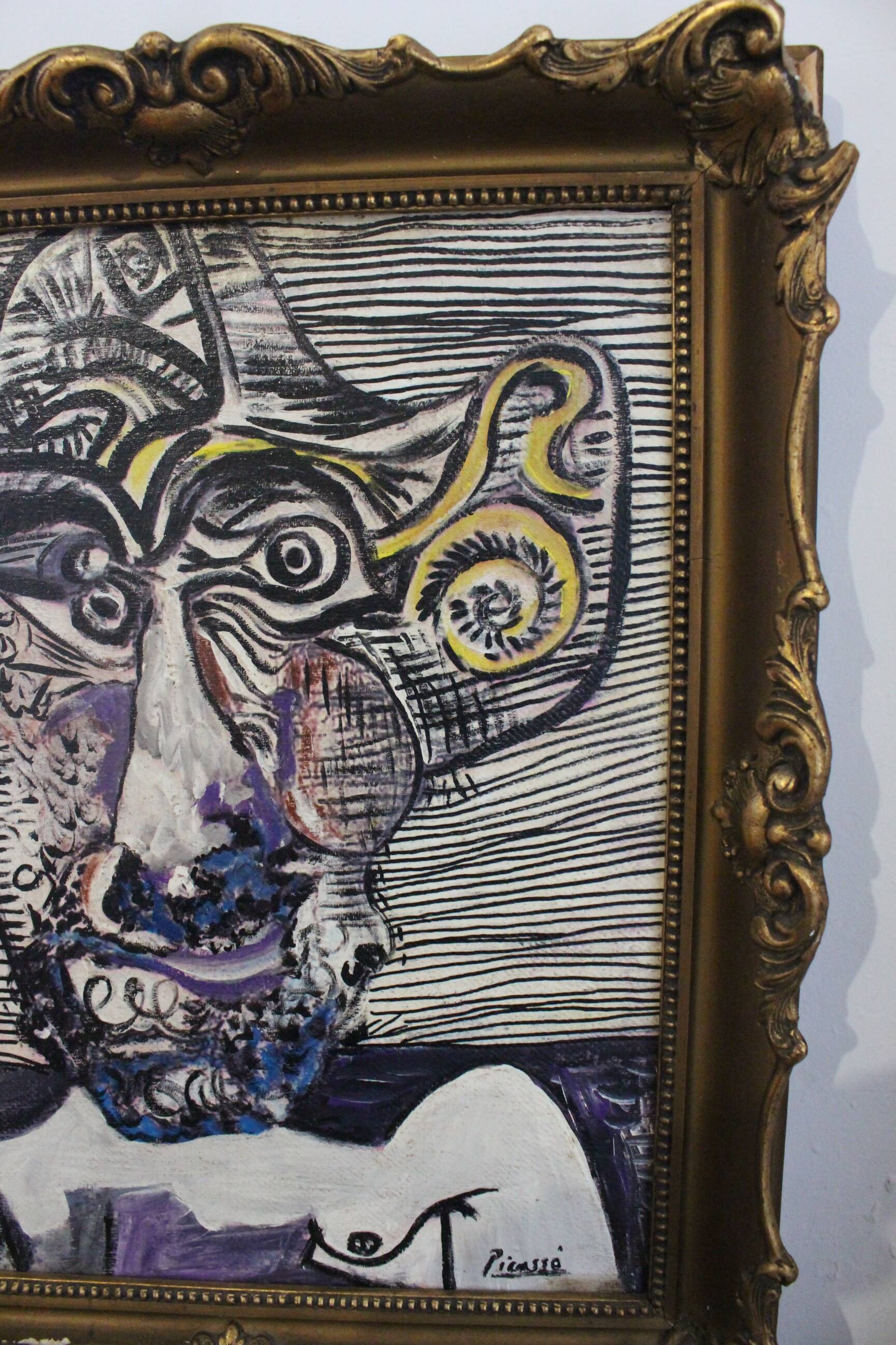 Composition Bauhaus moderne du milieu du siècle, peinture à l'huile, années 1960, encadrée
