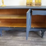 Blue and gold 3-door sideboard