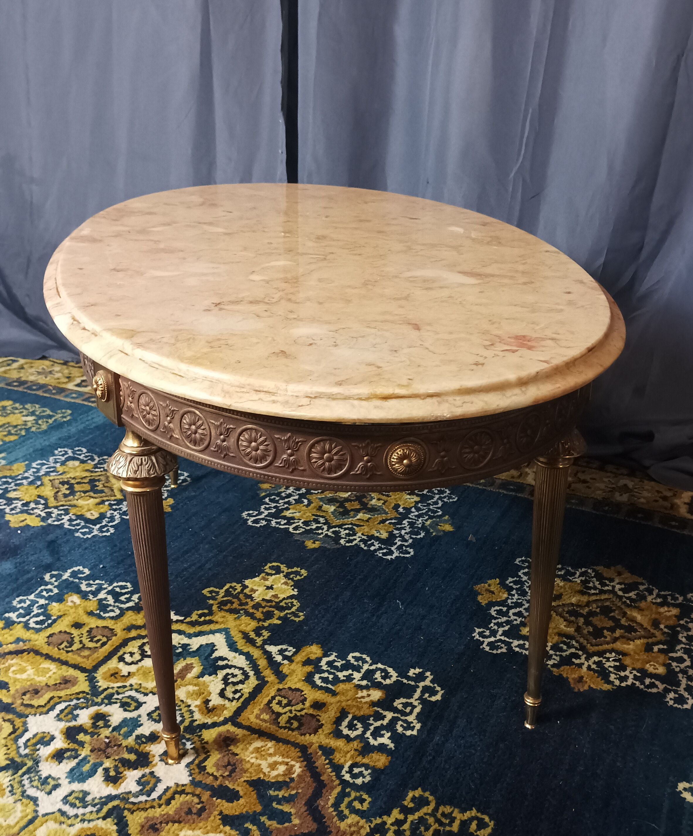 Coffee table in brass and marble 1960