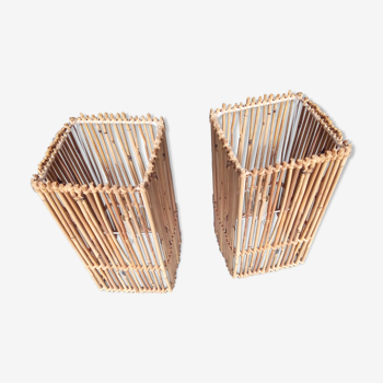 Wicker lamps pair