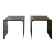 Design bedside table in metal & smoked glass, Roche Bobois 1970.