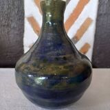 Glazed ceramic vase with blue reflections 1970