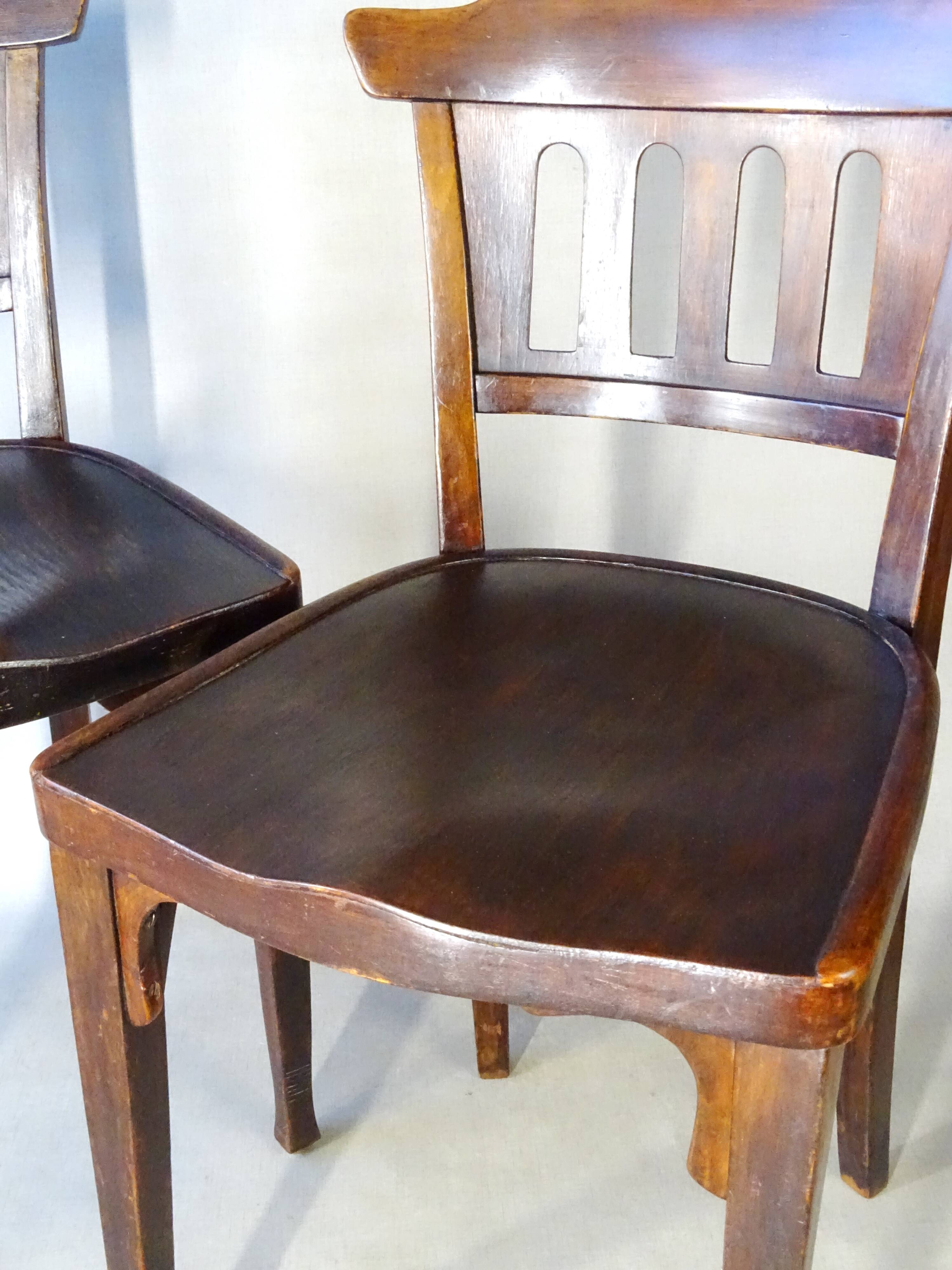 2 bistro chairs no. 714, gustave siegel for kohn, 1910. no thonet