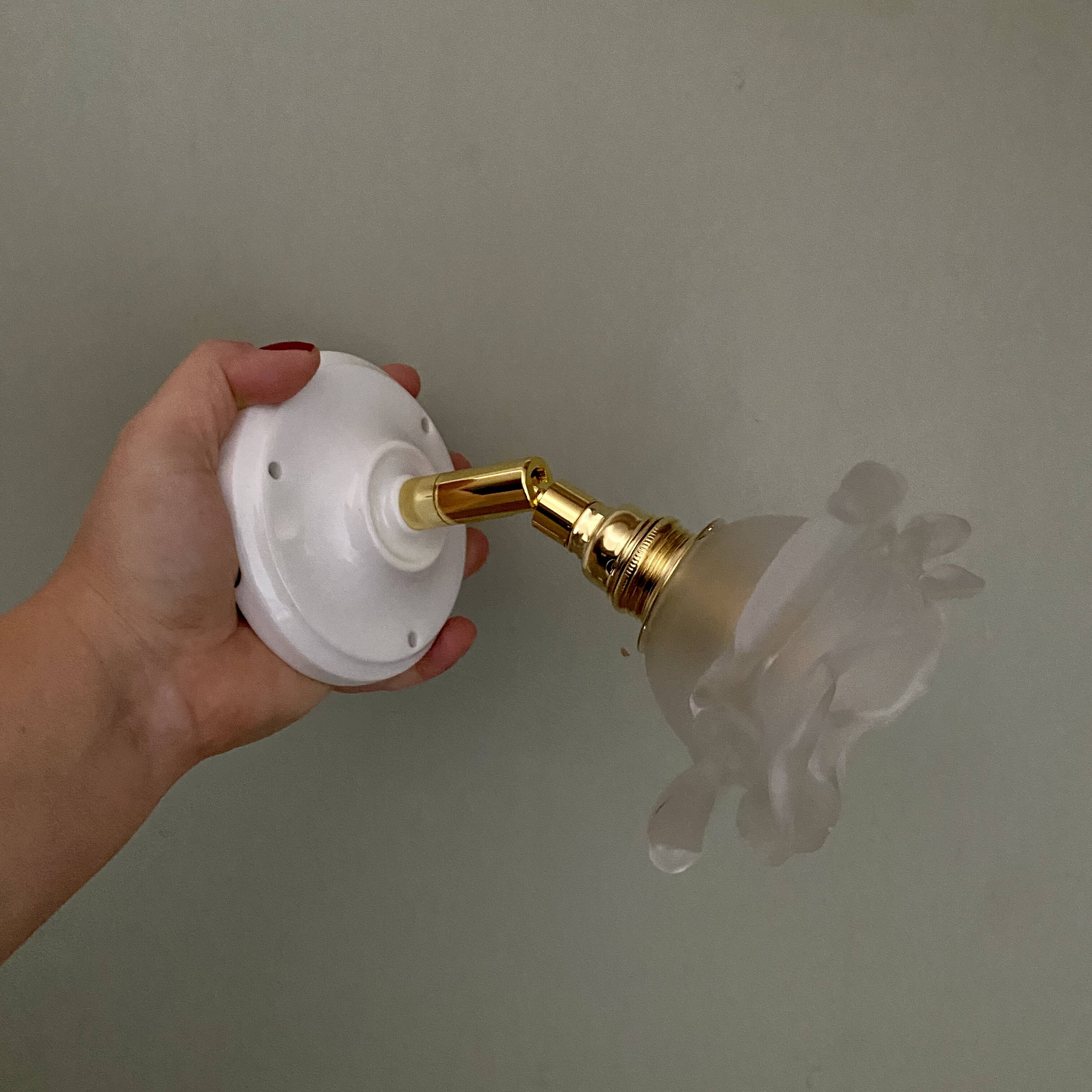 Vintage tulip wall lamp in frosted glass in the shape of a flower