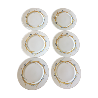 6 assiettes plates porcelaine de Limoges  jean Louis Coquet