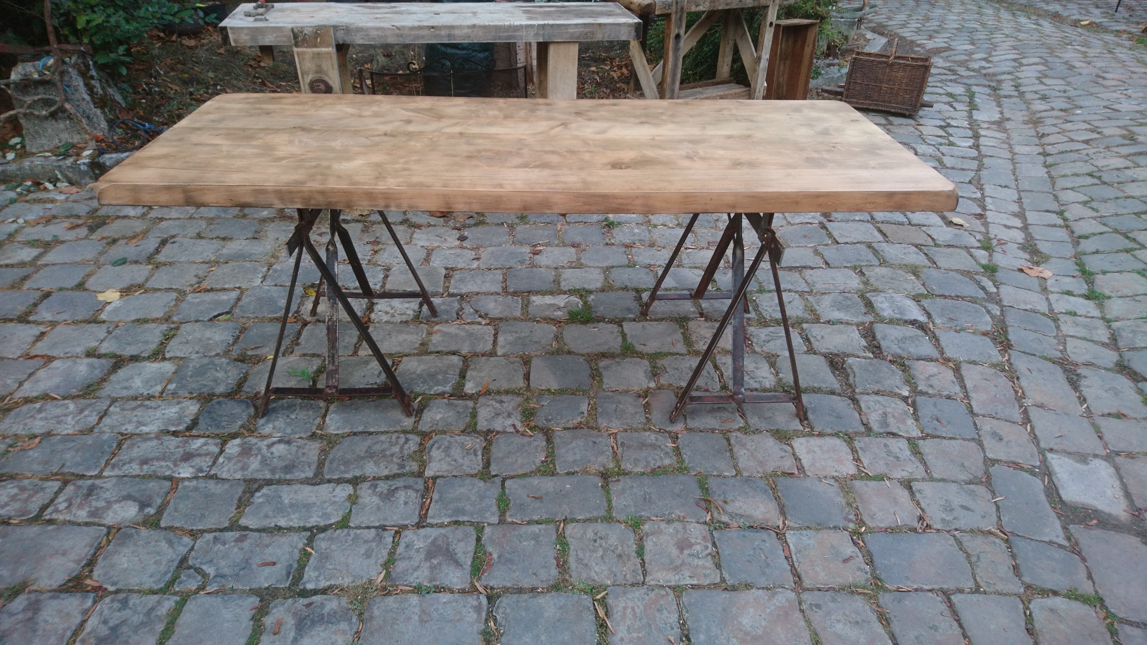 Large dining Table solid wood stayed industrial style
