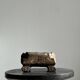 Solid wood (monoxyl) side table, organic shape, black color