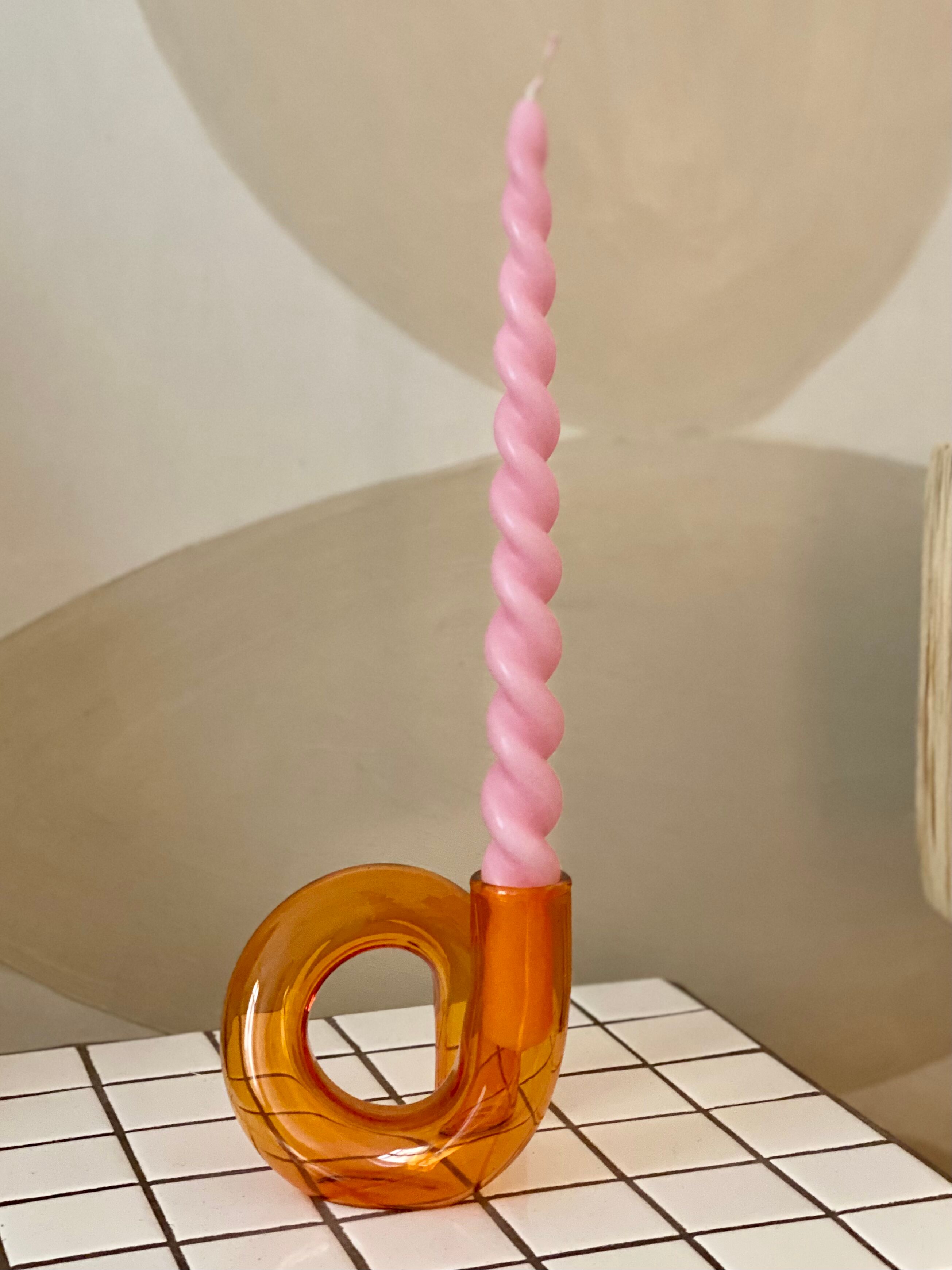 Vase soliflore minimaliste en verre soufflé orange rétro