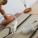 Wood and straw small table lamp 1960