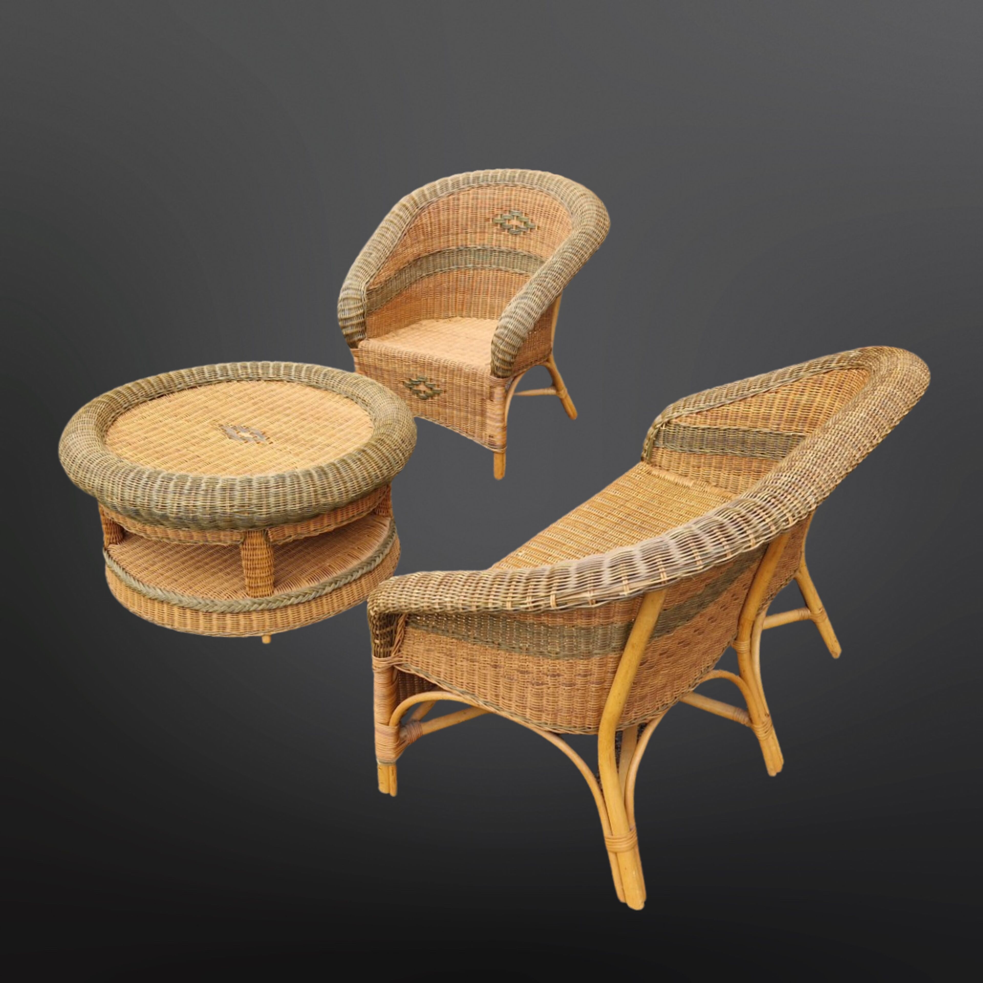 Vintage wicker lounge set, Netherlands 1970s