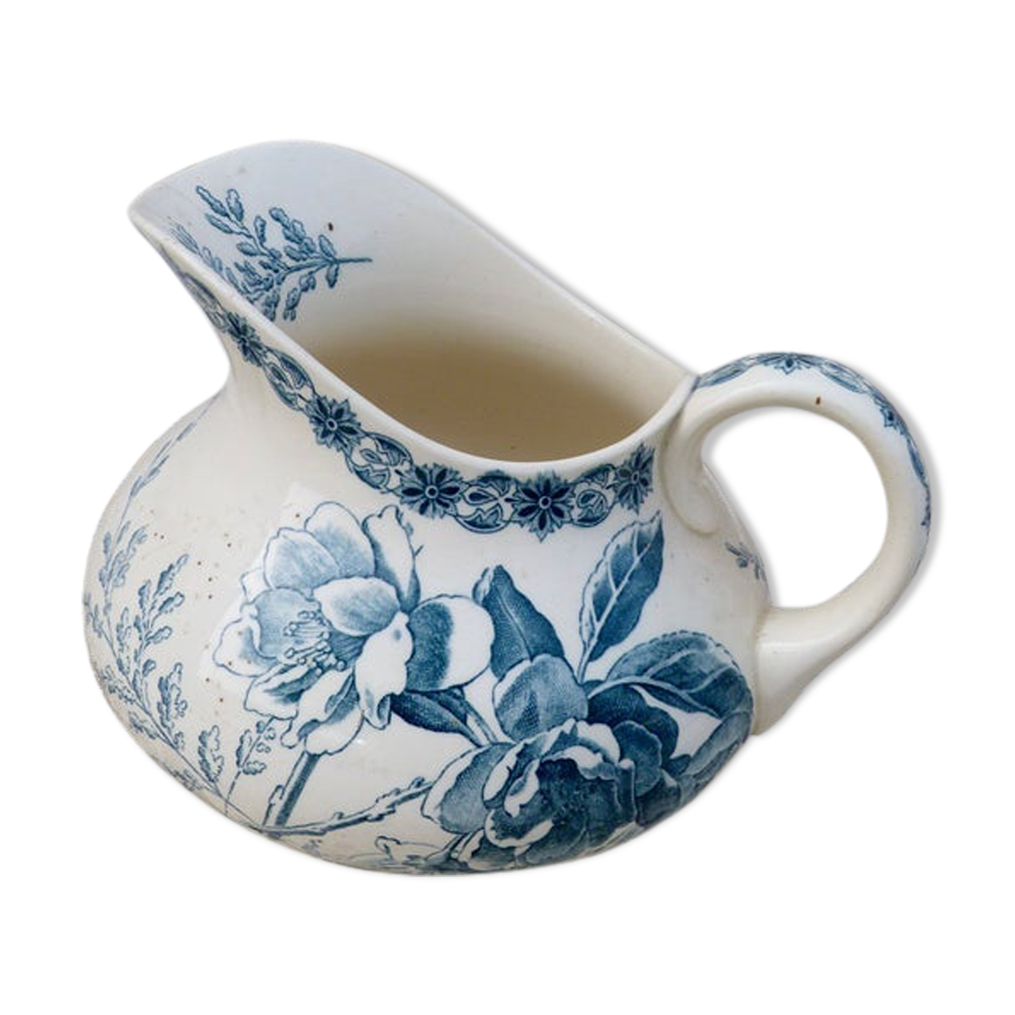 Jug in faience motifs flowers and insects