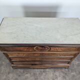 Elm burl and rosewood secretary chest of drawers