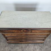 Elm burl and rosewood secretary chest of drawers