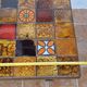 Vintage coffee table "Moulin de la roue" Vallauris in glazed ceramic and forged metal