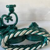 Pair of Vallauris candlesticks in woven ceramic