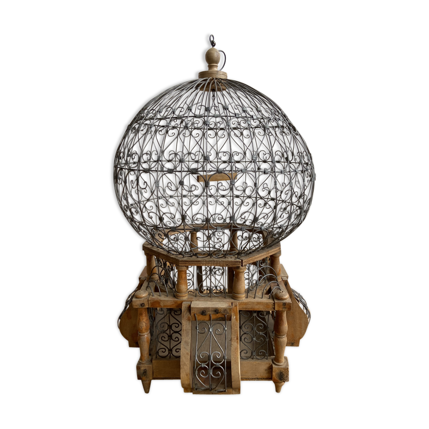 Wooden and metal birdcage