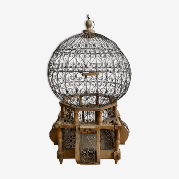 Wooden and metal birdcage