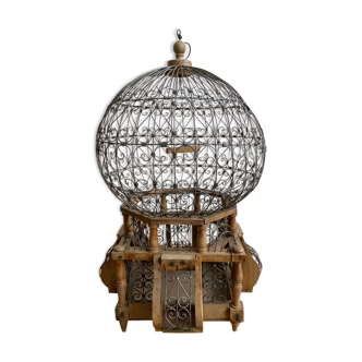 Wooden and metal birdcage