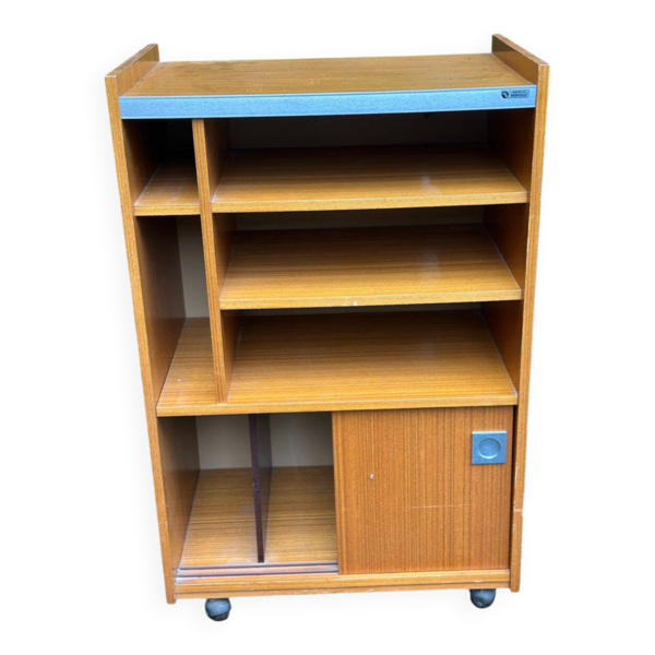 Armoire de rangement en chêne sur roulettes Berlioz, 1970