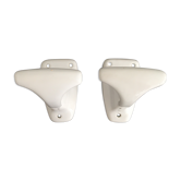 Pair of retro white porcelain hooks