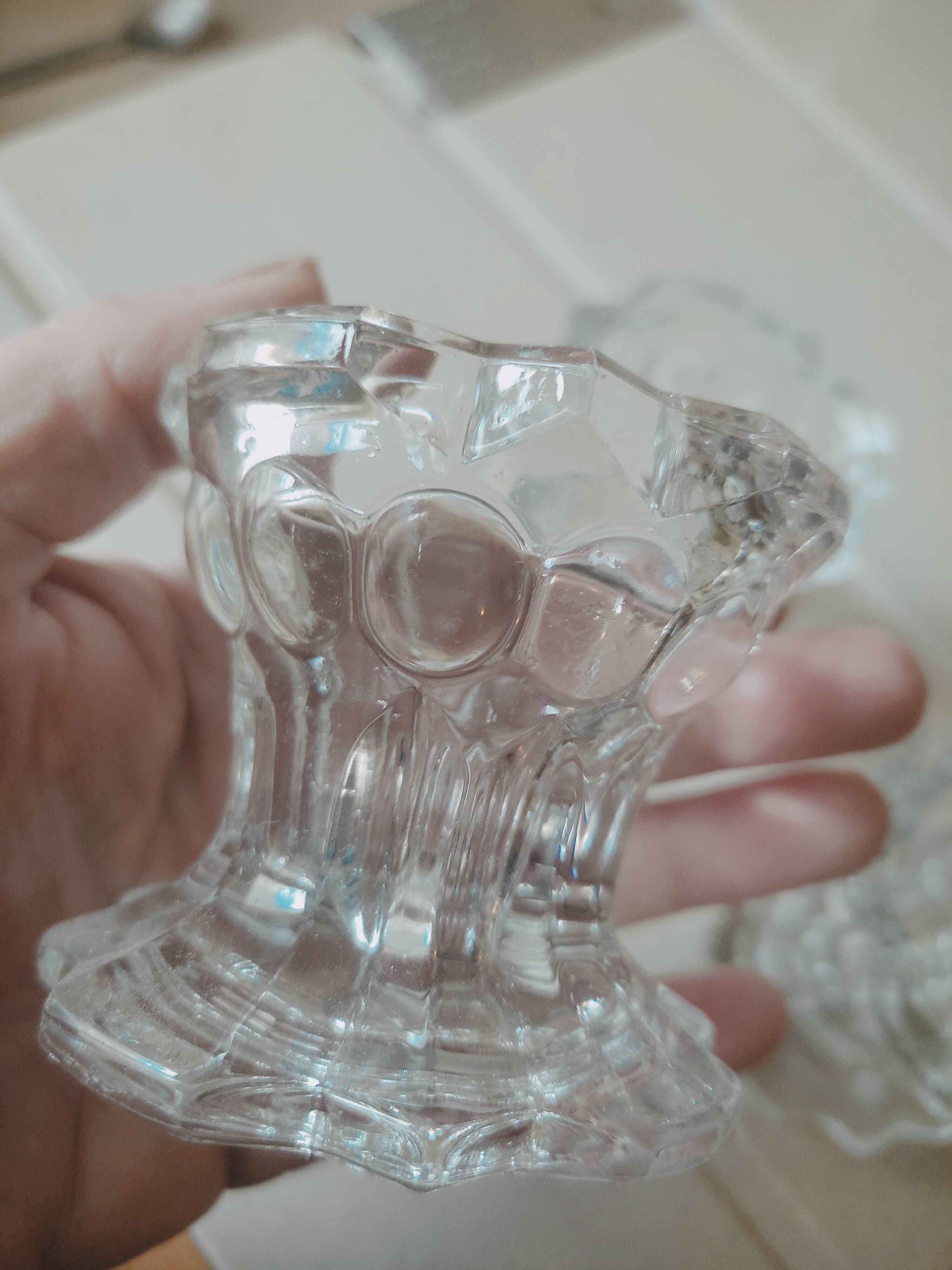 6 Reims glass candle holders