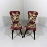 Set de 2 chaises d’appoint fleuries des années 1950