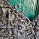 Louis xvi style repousse brass mirror with glass beads