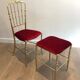 Chaise et tabouret Chiavari en laiton et velours. Vers 1940