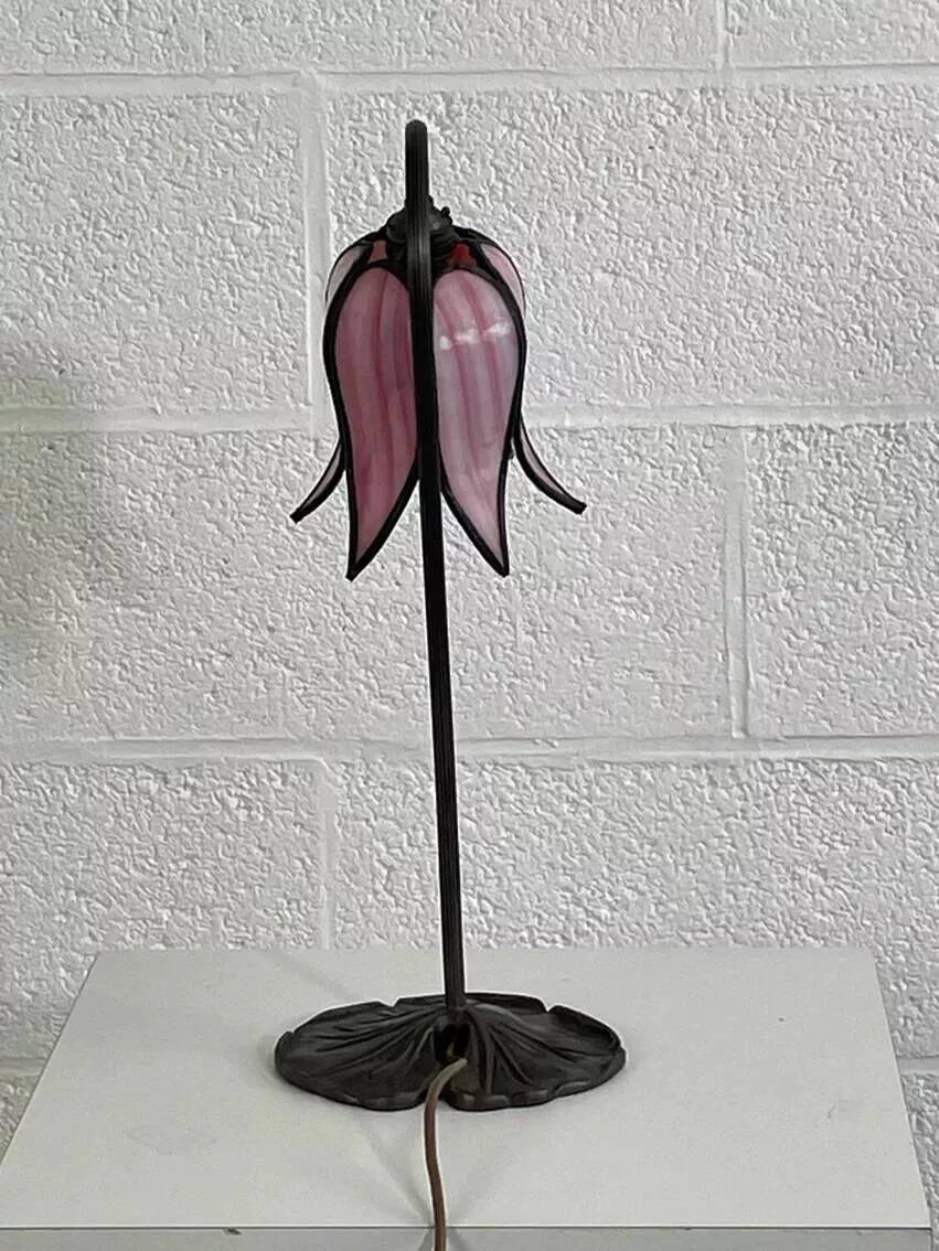 Flower lamp in bronze metal and glass paste
