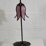 Flower lamp in bronze metal and glass paste