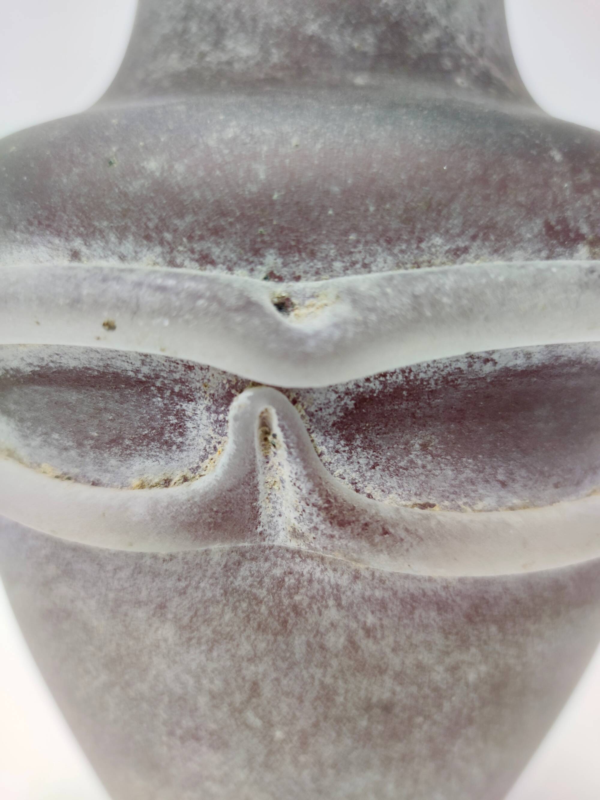 Stunning Postmodern Brown Hand-Molded Scavo Glass Vase, Italy